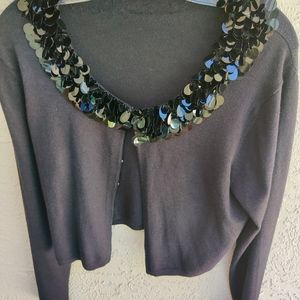 Michelle Nicole beaded collar cropped sweater